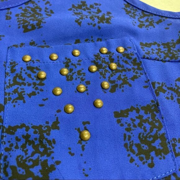 MINE Women’s Top Blue & Black Sleeveless Size Small - Picture 7 of 7